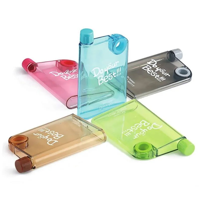 Green Ultra Slim Notebook Style Water Bottle 380ml | Portable Memo Bottle for Travel, School & Office