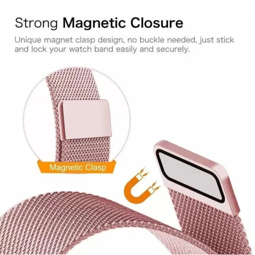 Rose Pink | Apple Watch Milanesae Magnetic Loop Strap | Stainless Steel Band  | 42mm / 44mm / 45mm