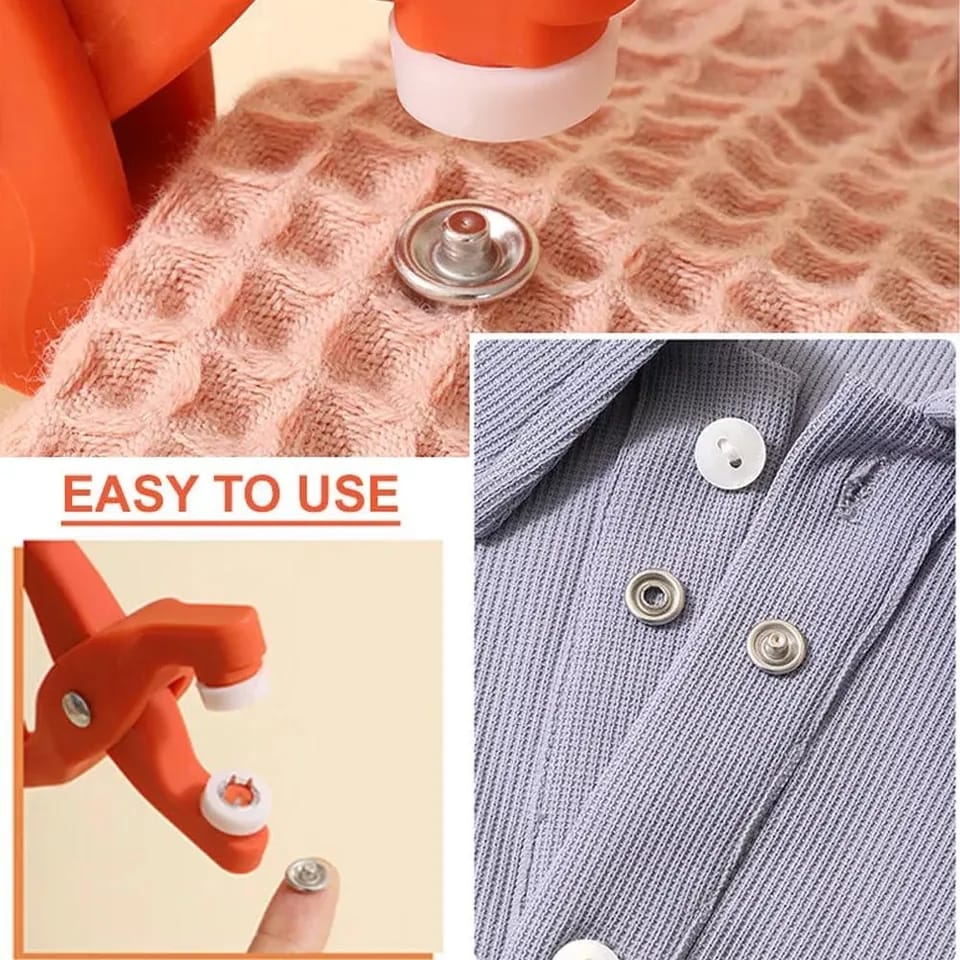 Tich Button Machine Plier with 25 Plastic Snap Buttons | DIY Sewing & Craft Tool
